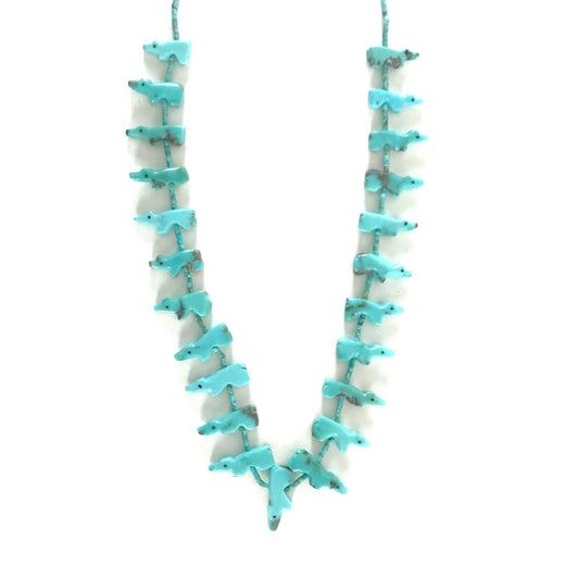 Verna Kushana Turquoise Bear Fetish Necklace-Indian Pueblo Store