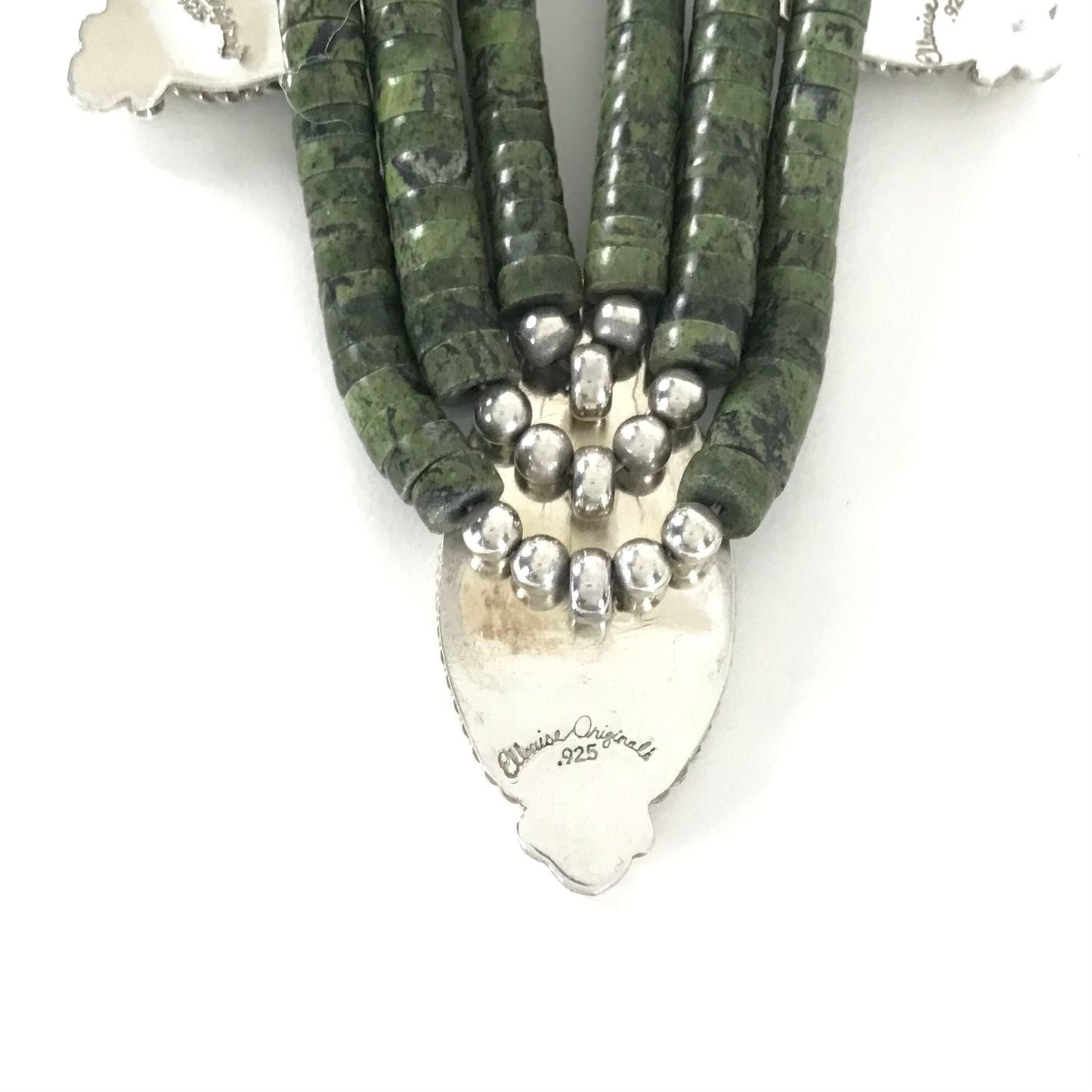 Elouise Padilla 3 Strand Serpentine Medallion Heishi Necklace-Indian Pueblo Store