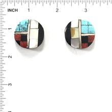 Load image into Gallery viewer, Joel Pajarito Multi-Gemstone Mosaic Inlay Earrings-Indian Pueblo Store
