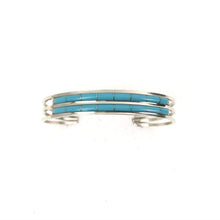 Load image into Gallery viewer, Anson and Letitia Wallace Turquoise Channel Inlay Double Row Bracelet-Indian Pueblo Store
