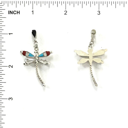 Lyndon Ahiyite Multi-Gemstone Dragonfly Inlay Earrings-Indian Pueblo Store