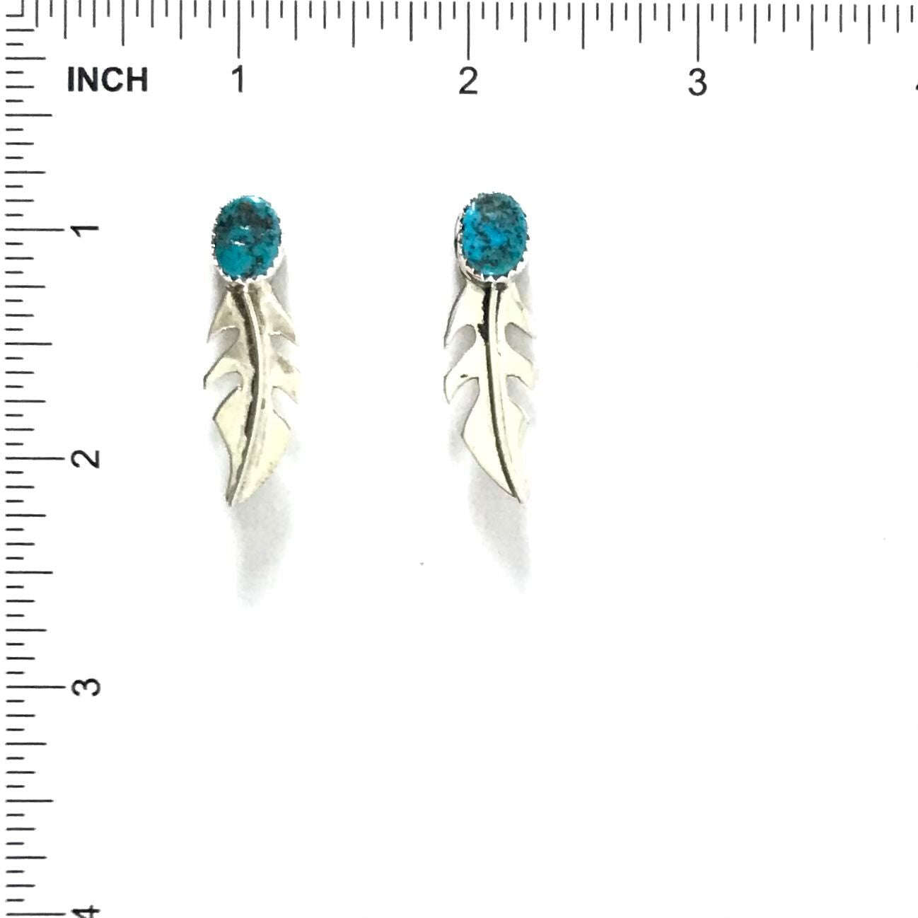 Julia Etsitty Turquoise Feather Post Earring-Indian Pueblo Store