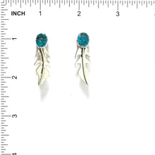 Load image into Gallery viewer, Julia Etsitty Turquoise Feather Post Earring-Indian Pueblo Store
