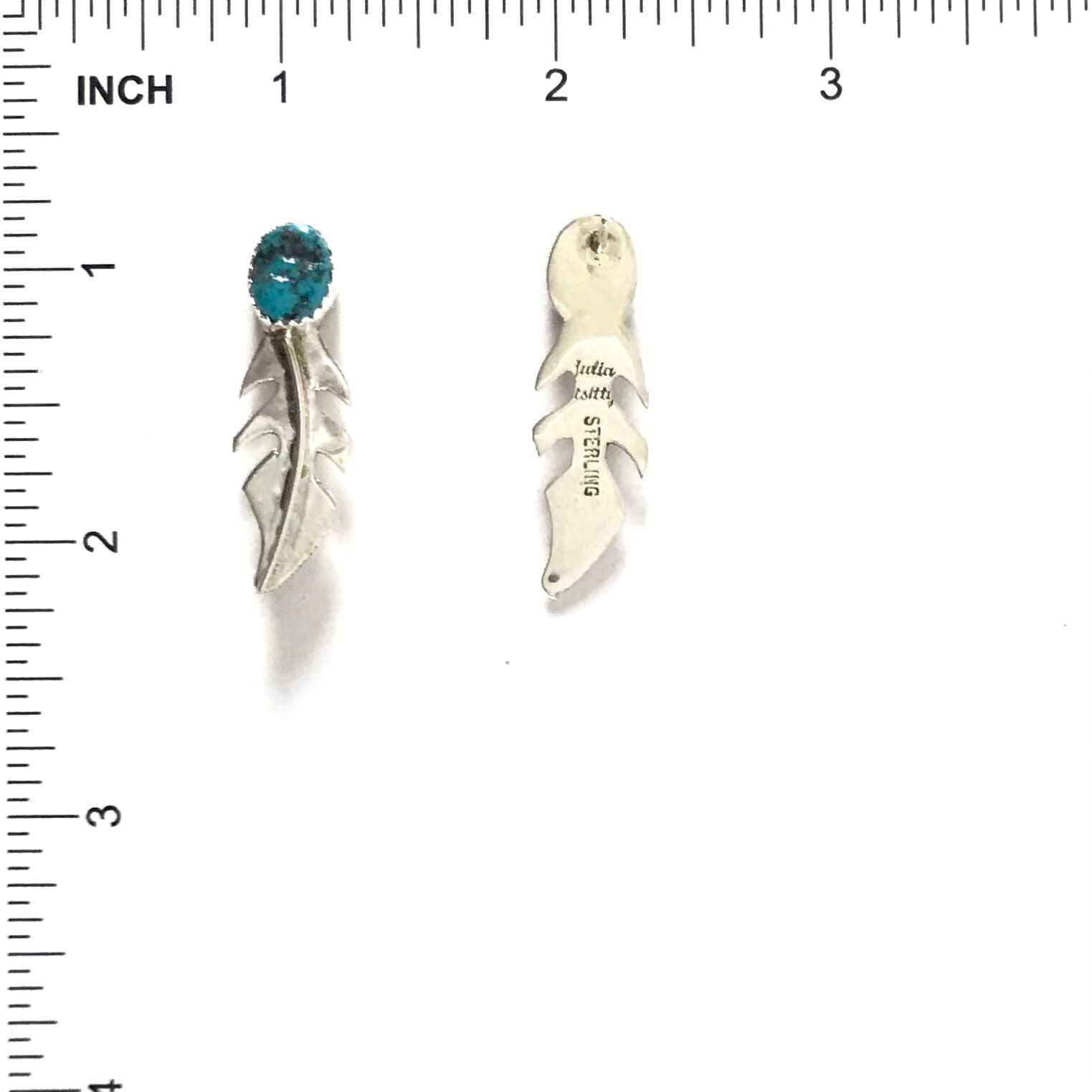 Julia Etsitty Turquoise Feather Post Earring-Indian Pueblo Store