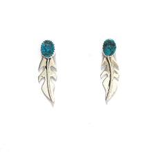 Load image into Gallery viewer, Julia Etsitty Turquoise Feather Post Earring-Indian Pueblo Store
