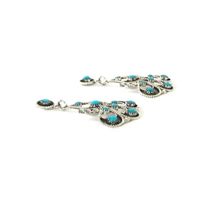 Murray and Arlene Tsattie Turquoise Petit Point Dangle Earrings-Indian Pueblo Store