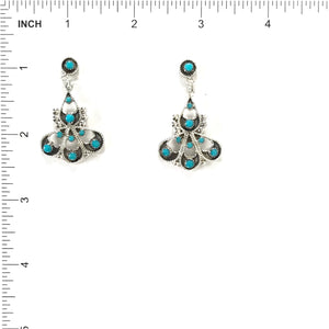 Murray and Arlene Tsattie Turquoise Petit Point Dangle Earrings-Indian Pueblo Store