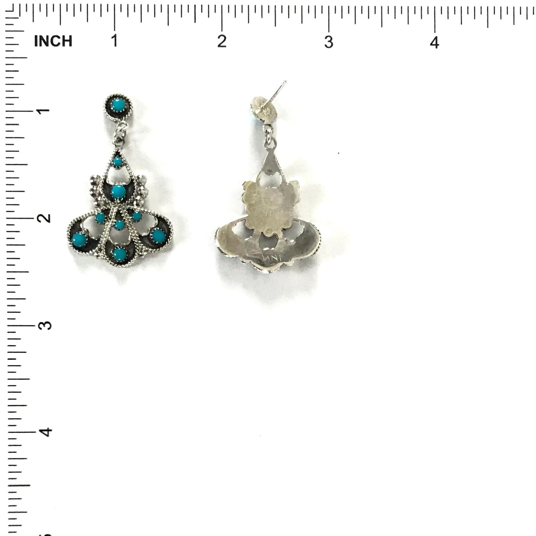 Murray and Arlene Tsattie Turquoise Petit Point Dangle Earrings-Indian Pueblo Store