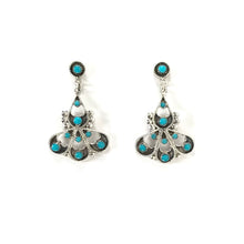 Load image into Gallery viewer, Murray and Arlene Tsattie Turquoise Petit Point Dangle Earrings-Indian Pueblo Store
