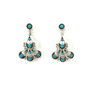 Murray and Arlene Tsattie Turquoise Petit Point Dangle Earrings-Indian Pueblo Store