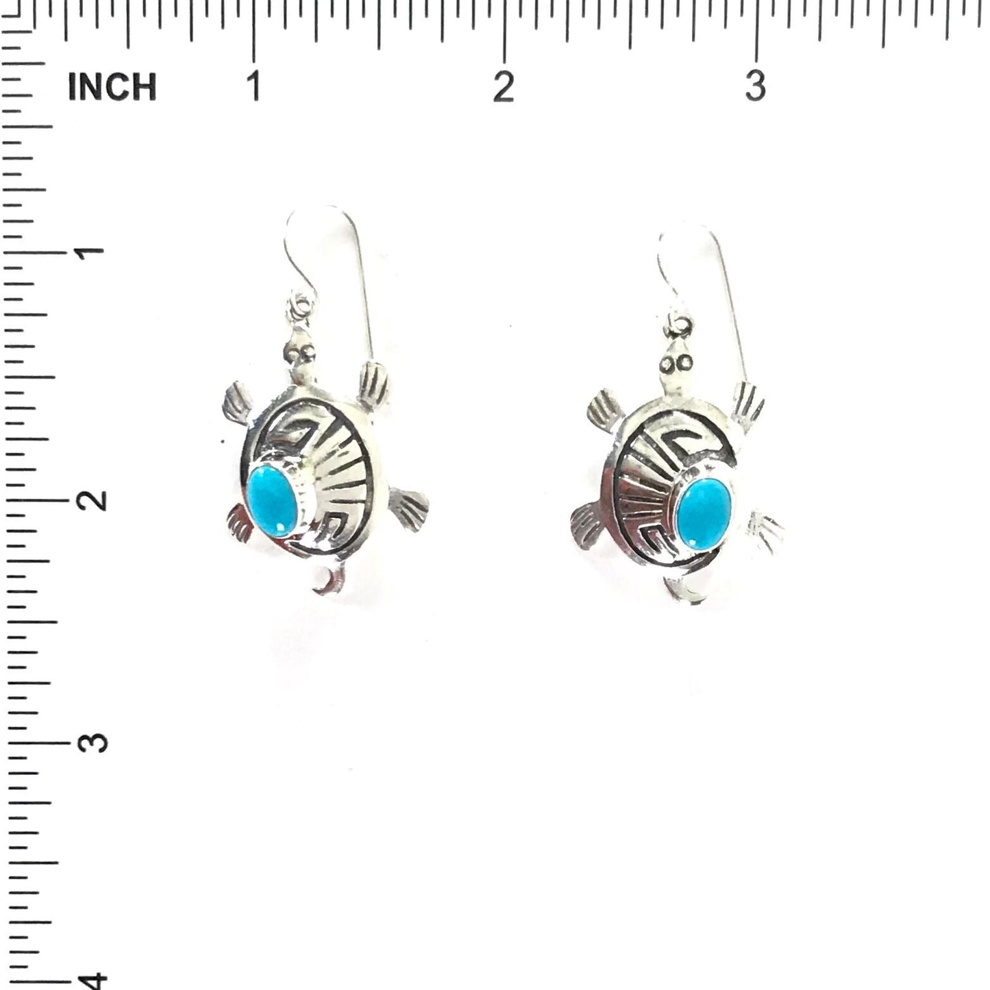 Turquoise Turtle Overlay Dangle Earrings-Indian Pueblo Store