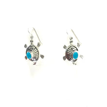 Load image into Gallery viewer, Turquoise Turtle Overlay Dangle Earrings-Indian Pueblo Store
