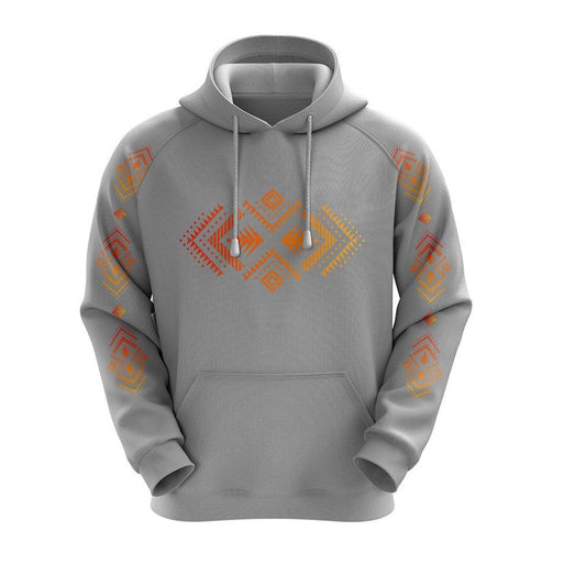 Gray Native American Design Hooded Sweatshirt-Indian Pueblo Store