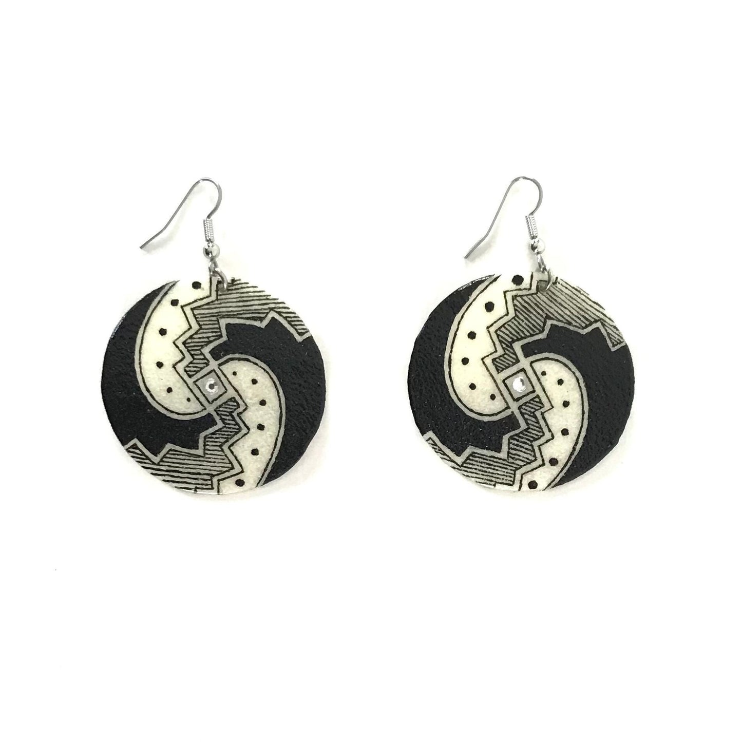 Dominic Arquero Rawhide Mimbres Earrings-Indian Pueblo Store