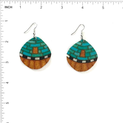 Dominic Arquero Rawhide Mosaic Shell Design Earrings-Indian Pueblo Store