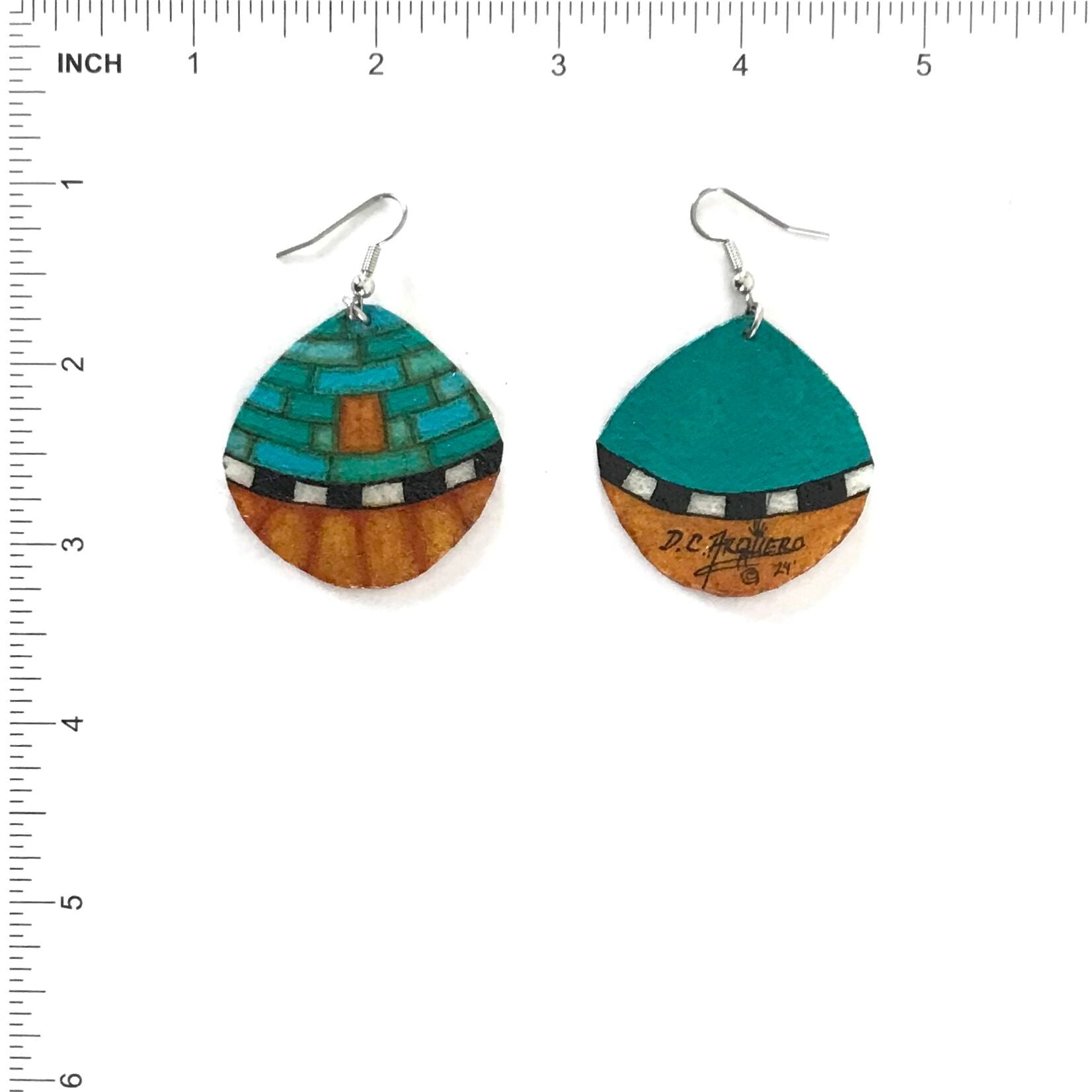 Dominic Arquero Rawhide Mosaic Shell Design Earrings-Indian Pueblo Store