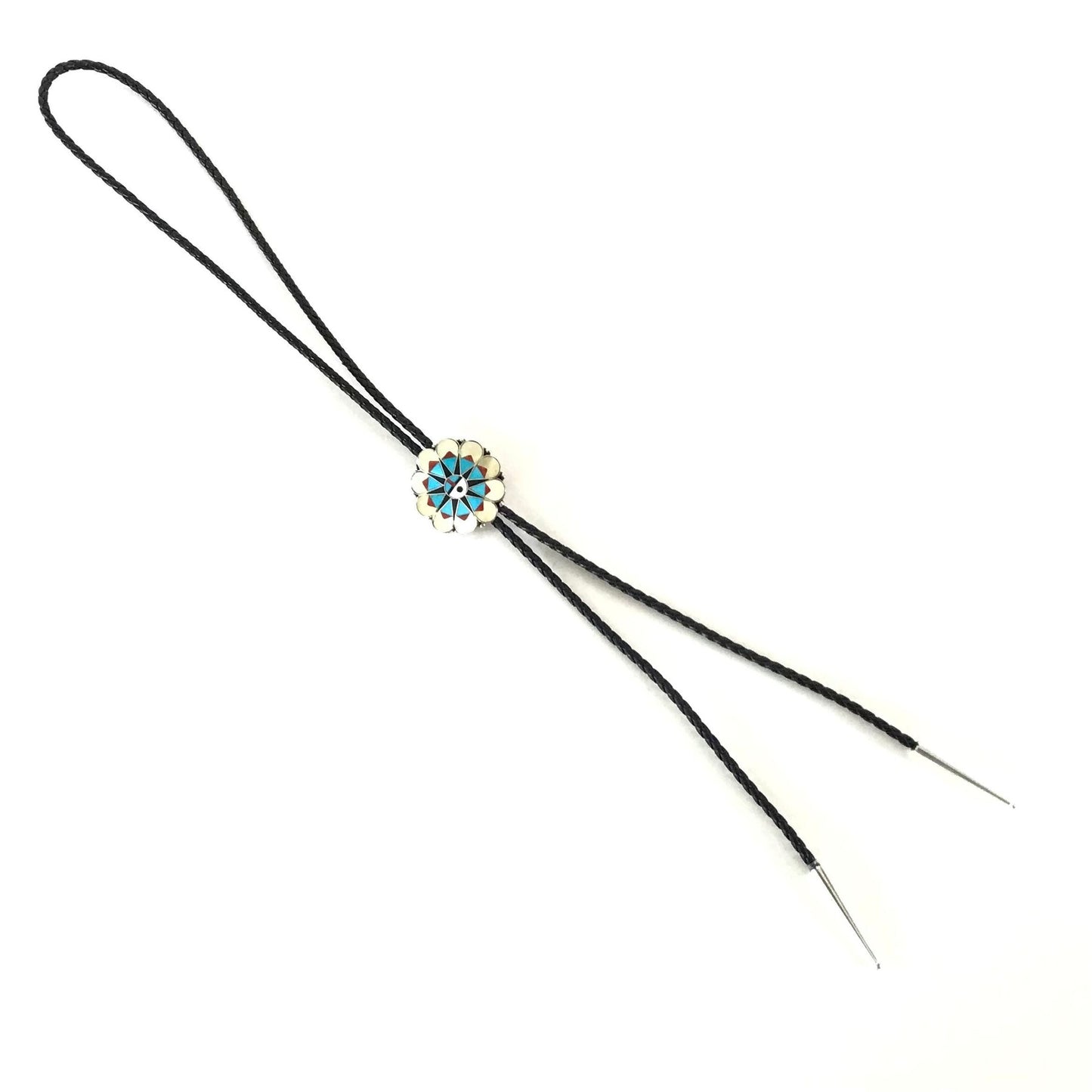 Delwin Gaspar Multi-Gemstone Sunface Bolo Tie-Indian Pueblo Store