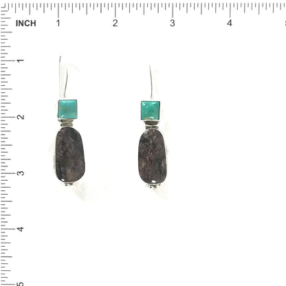 Rose Swett Turquoise and Sugilite Dangle Earring-Indian Pueblo Store