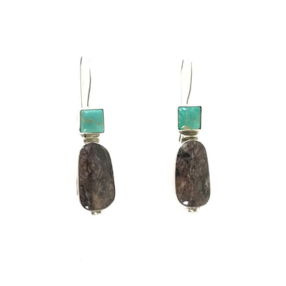 Rose Swett Turquoise and Sugilite Dangle Earring-Indian Pueblo Store