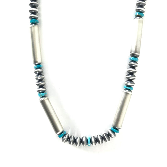 Crystal Haley Sterling Silver and Turquoise Bead Necklace-Indian Pueblo Store