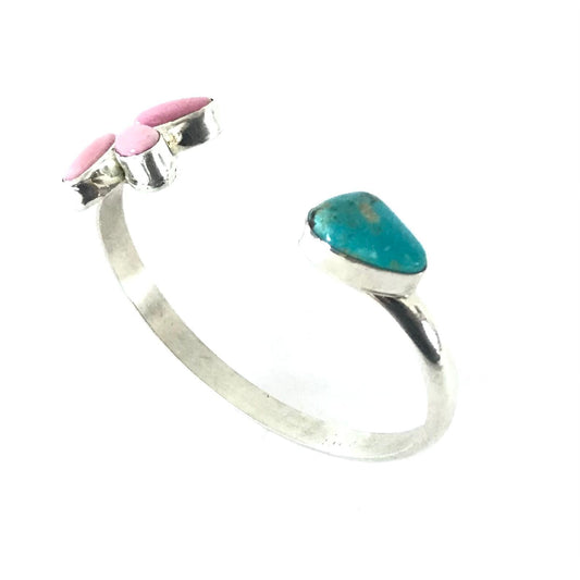 Delbert Secatero Turquoise and Pink Conch Shell Bracelet-Indian Pueblo Store