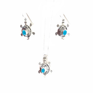 Turquoise Turtle Pendant and Earring Set-Indian Pueblo Store