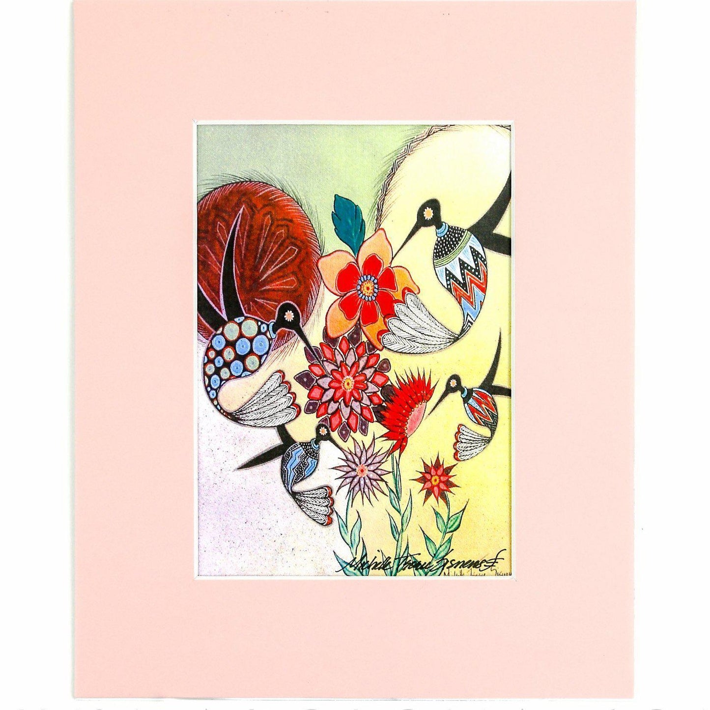 Michelle Tsosie Sisneros "Four Hummingbirds" Print-Indian Pueblo Store