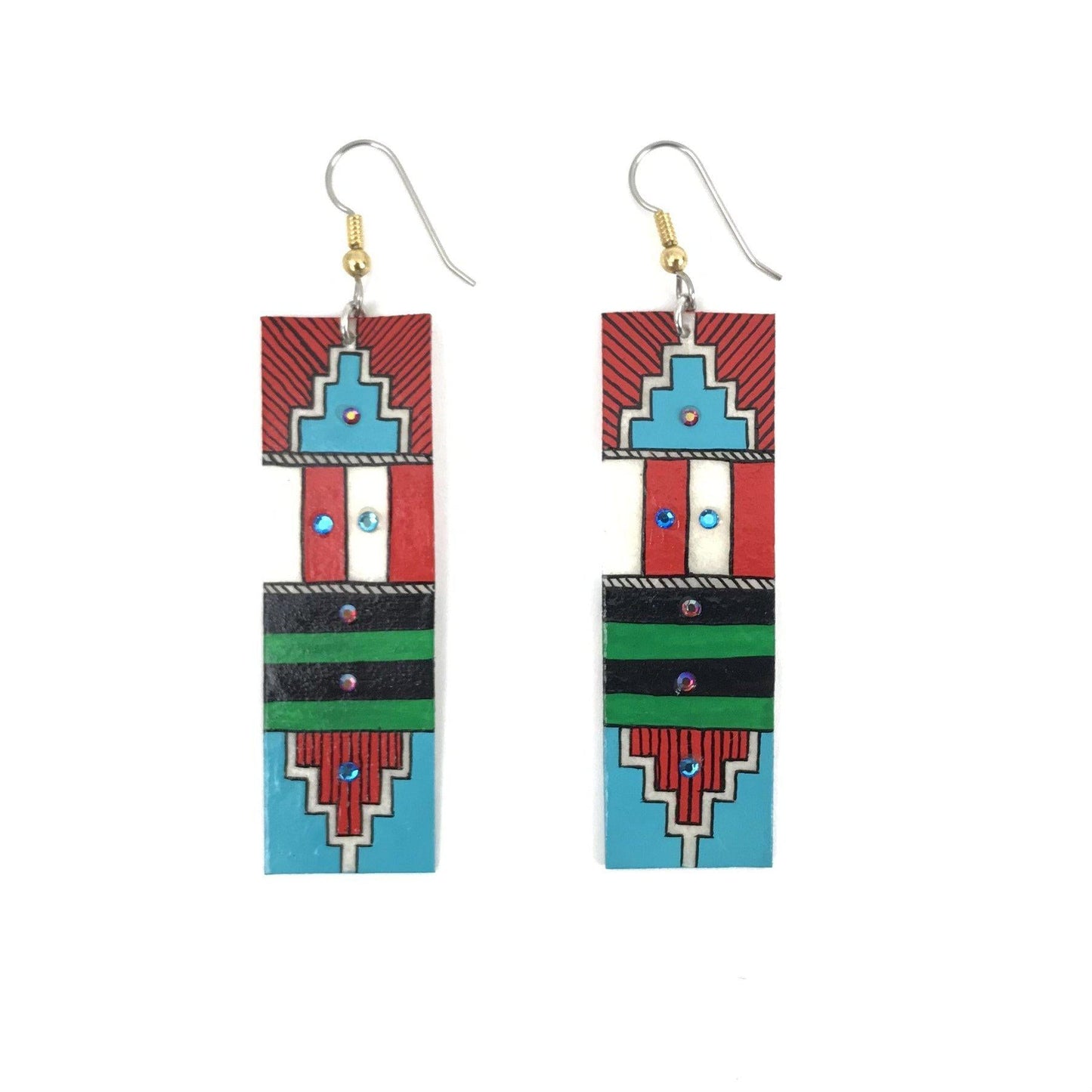 Dominic Arquero Rectangle Rawhide Earrings-Indian Pueblo Store