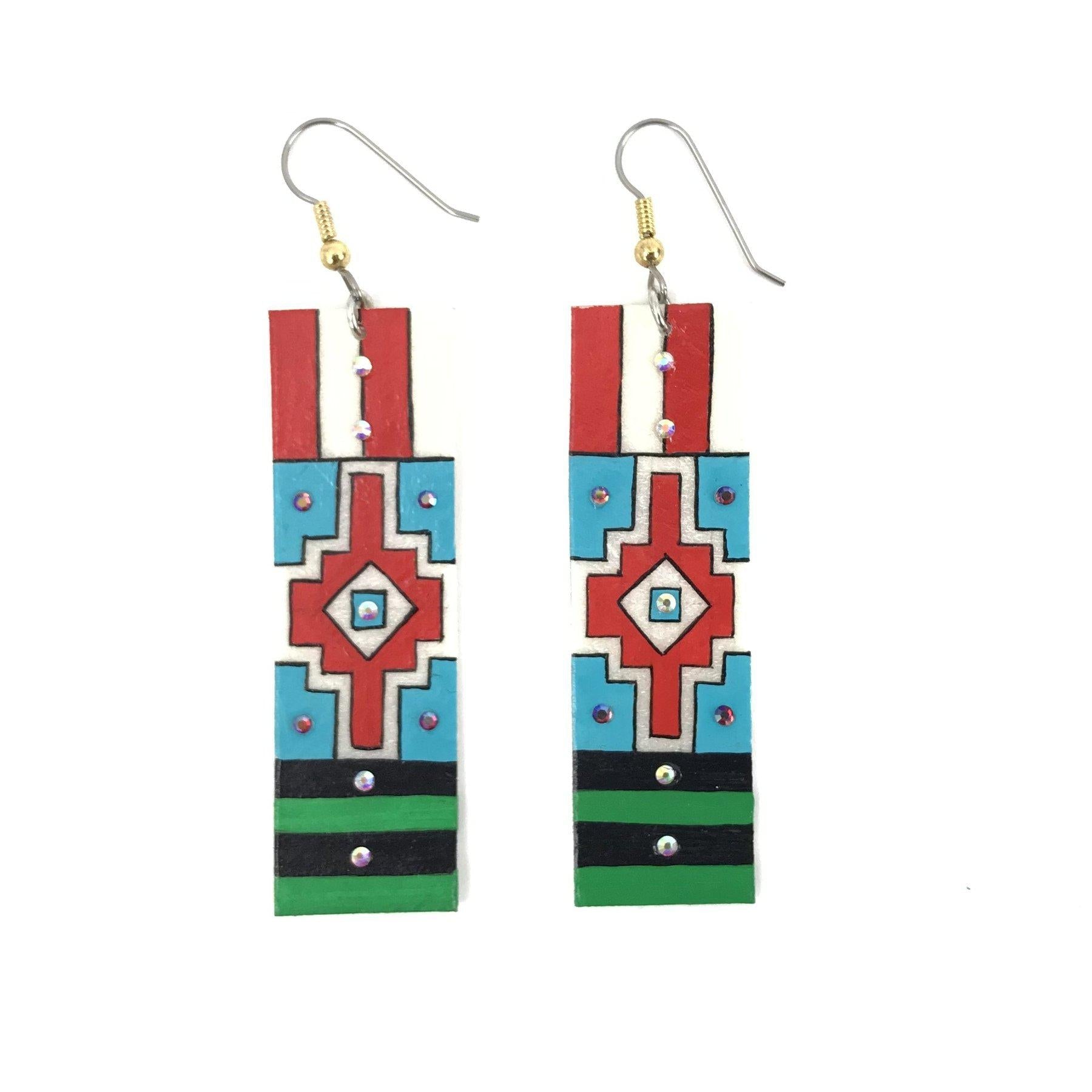 Dominic Arquero Rectangle Rawhide Earrings-Indian Pueblo Store