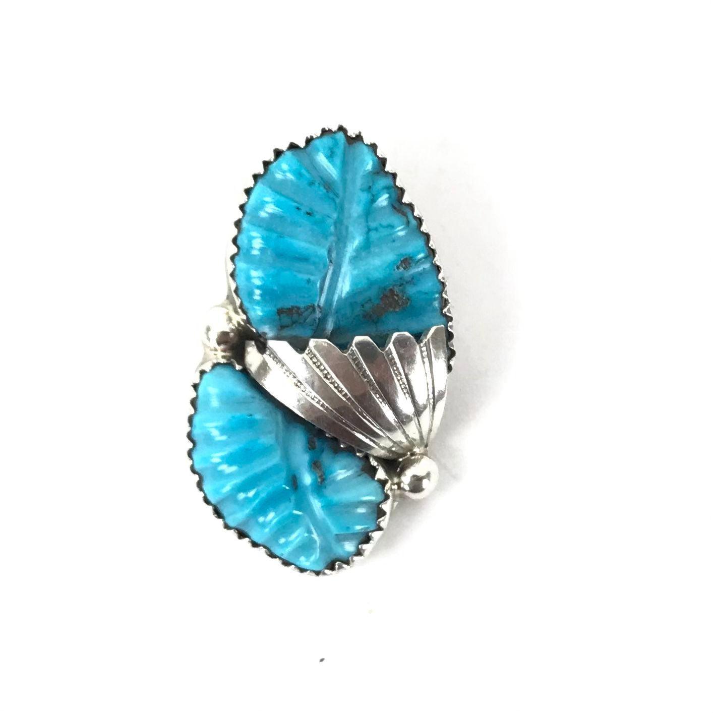 Lyolita Tsatte Turquoise Leaf Pendant-Indian Pueblo Store